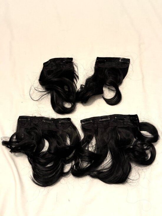 LOT OF 8 Hair Extensions NEW / USED Hiara Halo Black Short to Long Silky